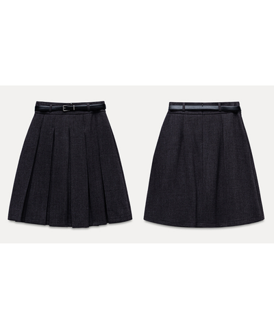 ベルトデザインボックスプリーツスカート