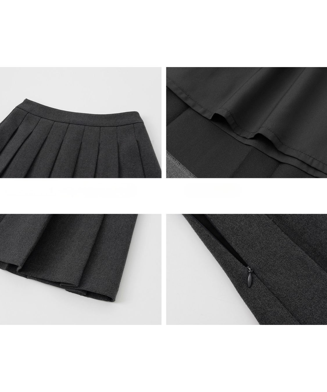 フリル巻き風アクセント付きプリーツスカート