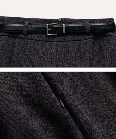 ベルトデザインボックスプリーツスカート