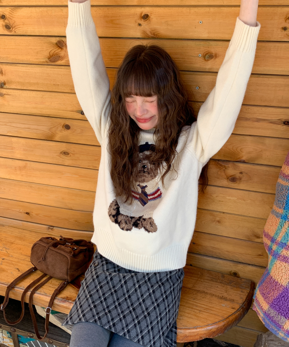 ドッグ柄クルーネックニットセーター