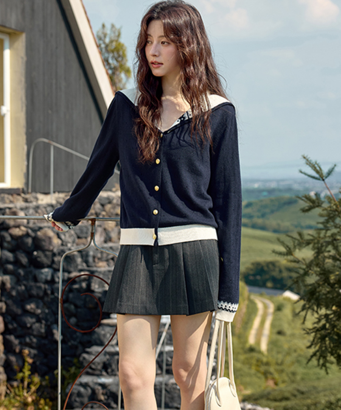 ドローストリングウエストピンストライプスカパン