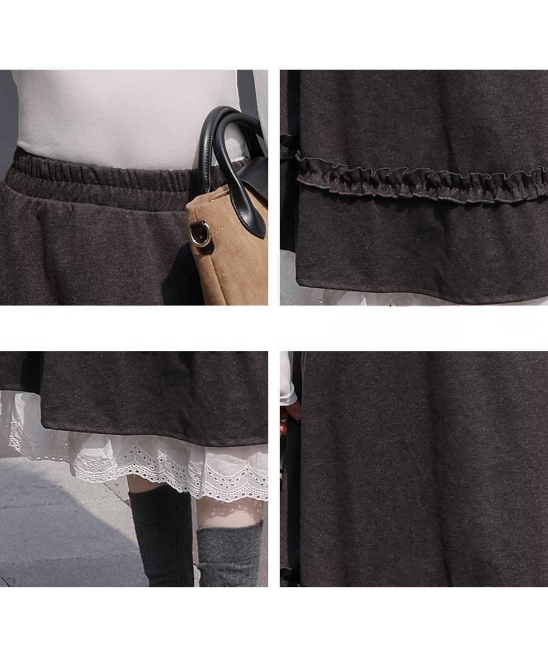 ペチ風裾レース付きAラインスカート