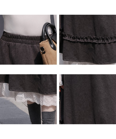 ペチ風裾レース付きAラインスカート