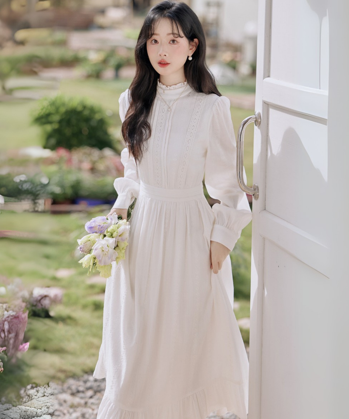 フリルハイネックピンタックレースワンピース – jemiremi（ジェミレミ）