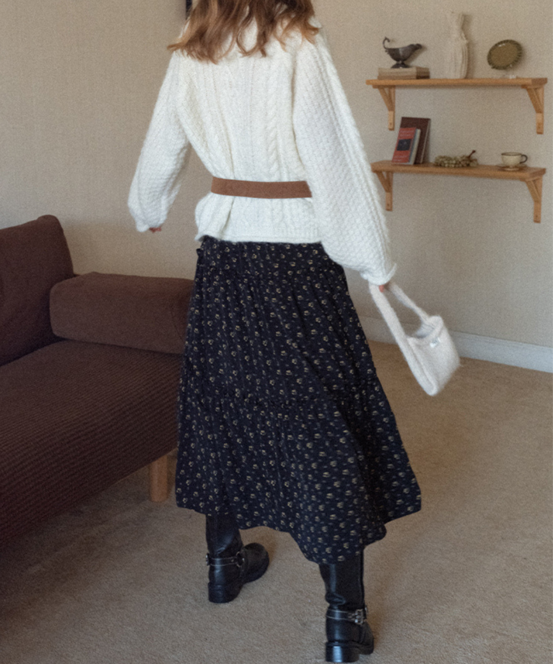 小花柄フレアティアードスカート