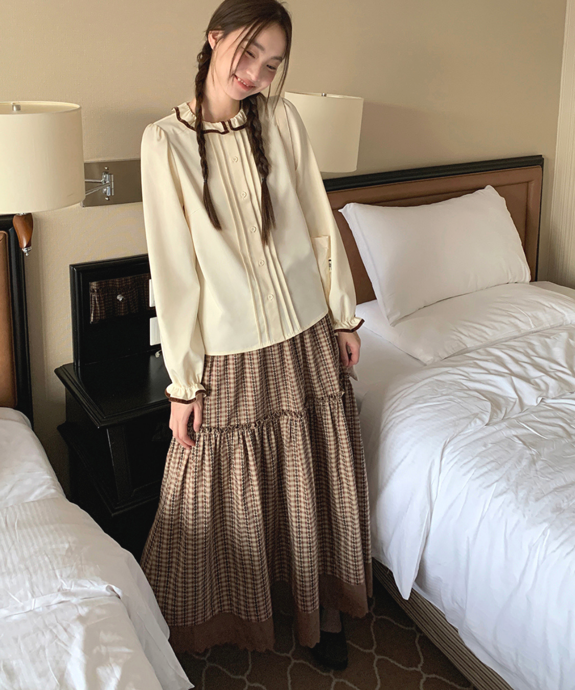 ギンガムチェックティアードスカラップスカート