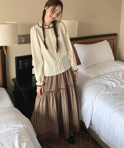 ギンガムチェックティアードスカラップスカート