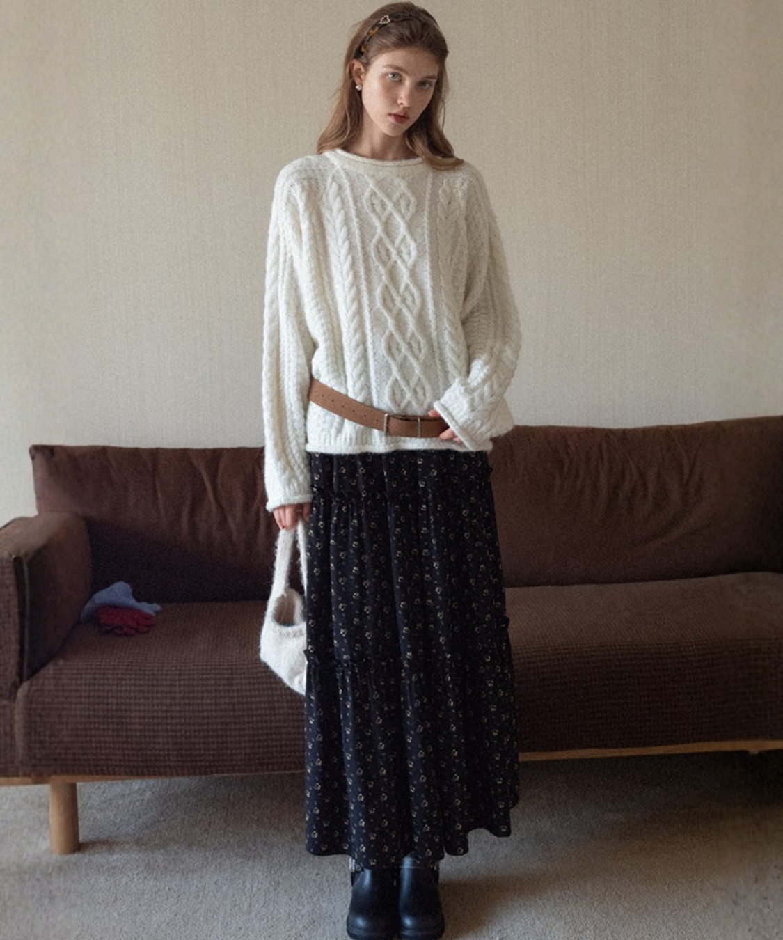 小花柄フレアティアードスカート