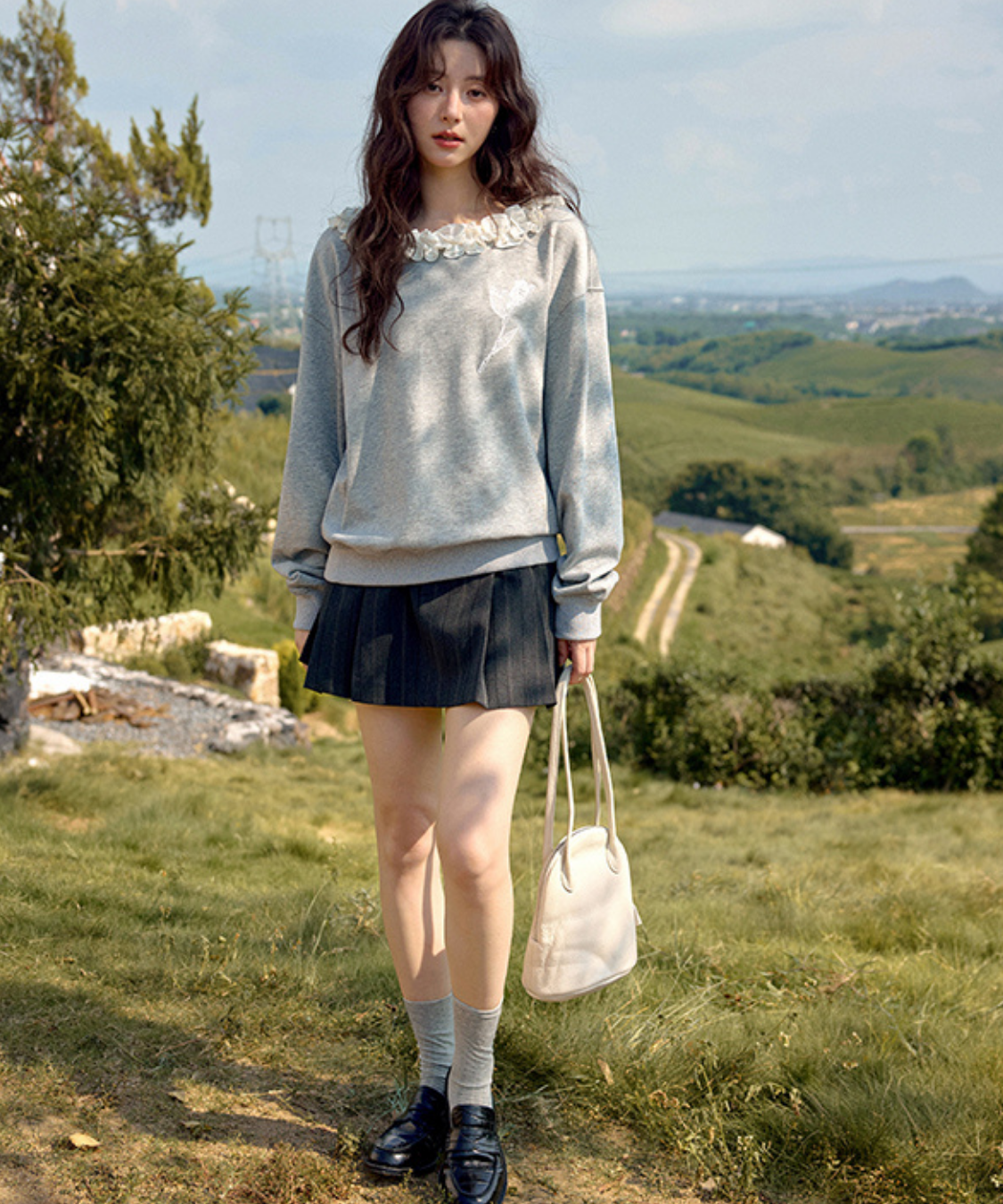 ドローストリングウエストピンストライプスカパン