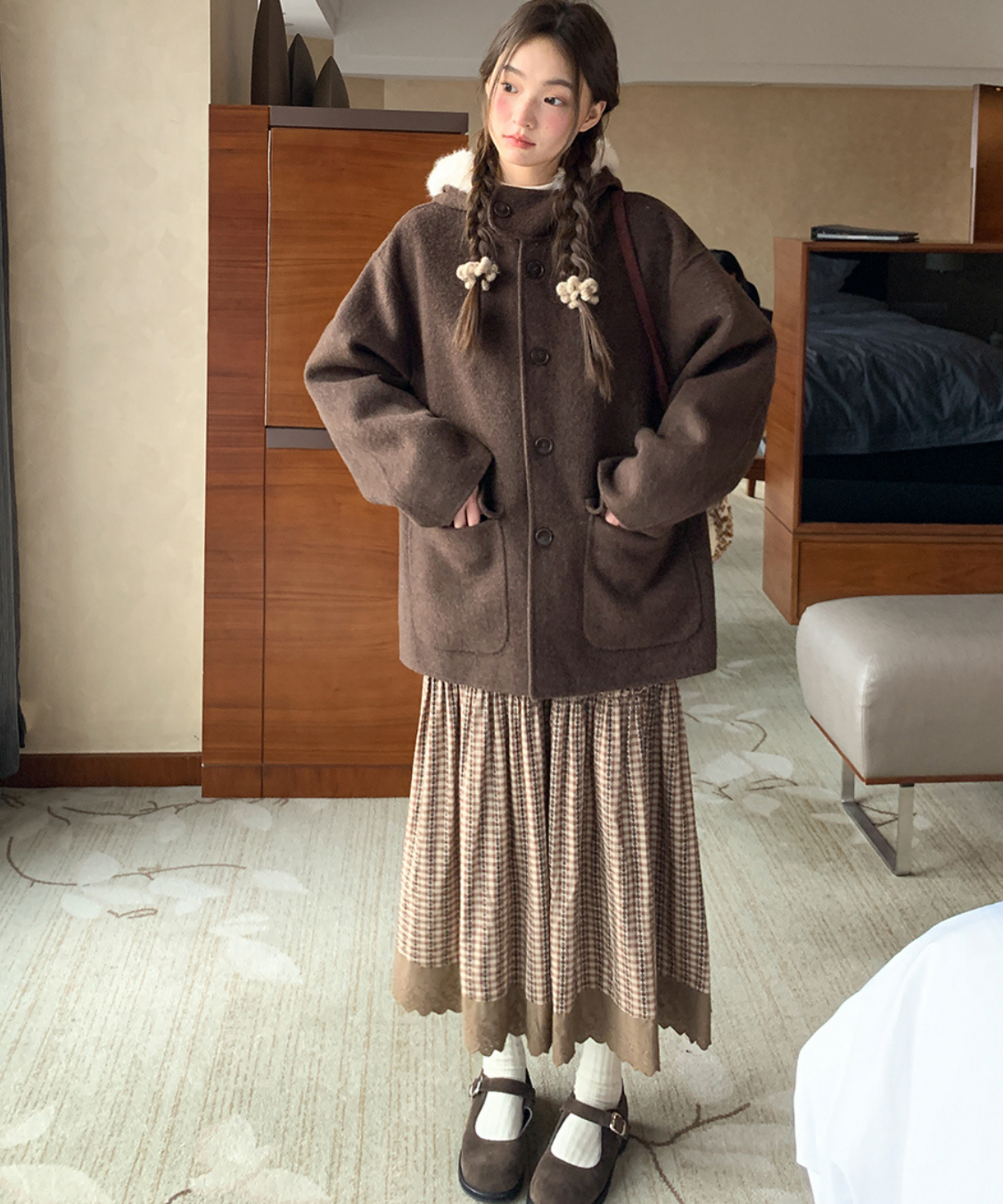 ギンガムチェックティアードスカラップスカート