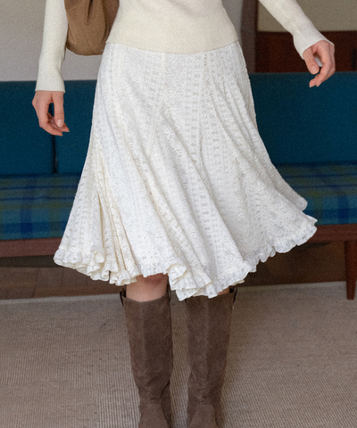 フラワーレースフリルスカート