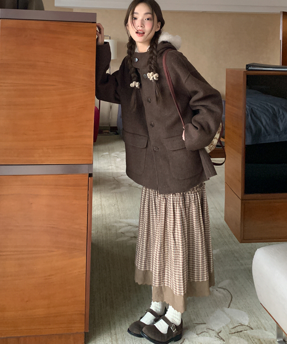 ギンガムチェックティアードスカラップスカート