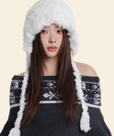 ボリュームフェイクファートラッパーハット