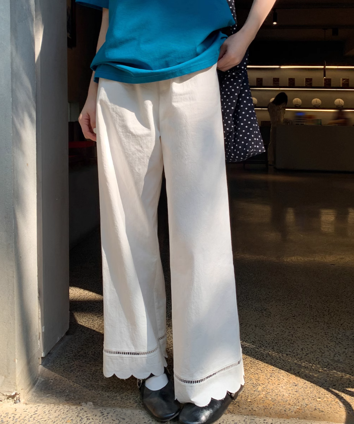 スカラップヘムワイドパンツ