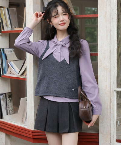 ベルト付きボックスプリーツショートスカート