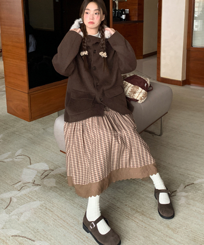 ギンガムチェックティアードスカラップスカート