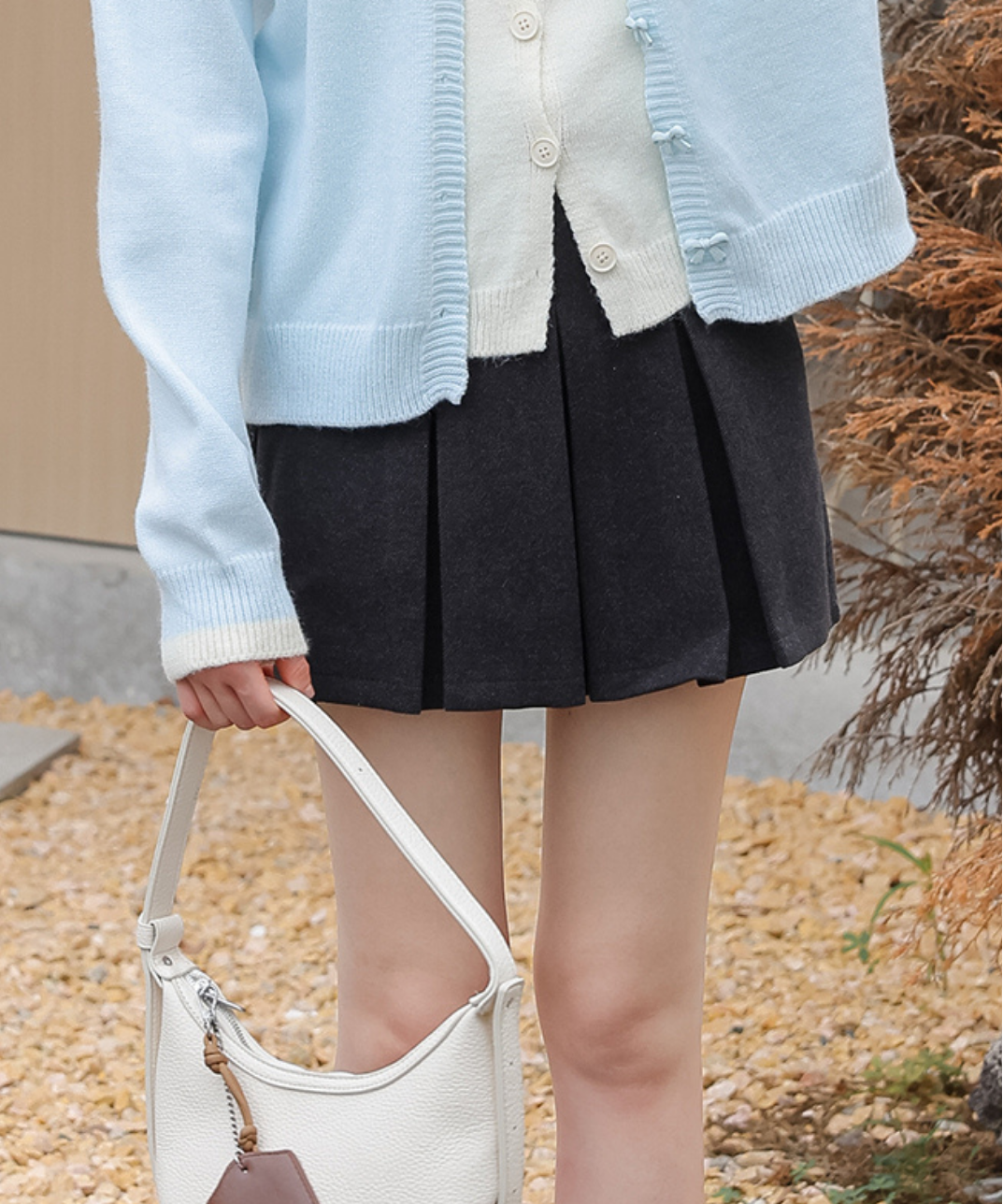 ベルト付きボックスプリーツショートスカート