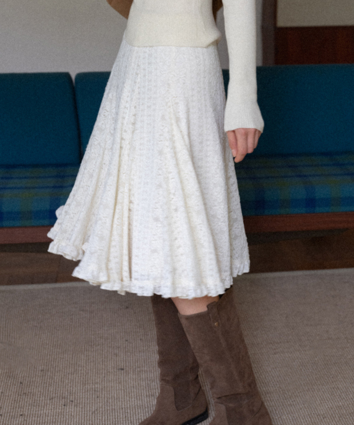 フラワーレースフリルスカート