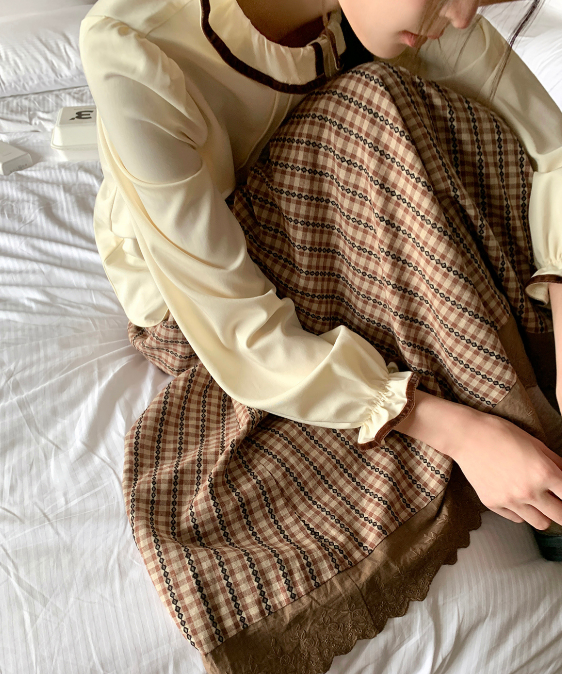 ギンガムチェックティアードスカラップスカート