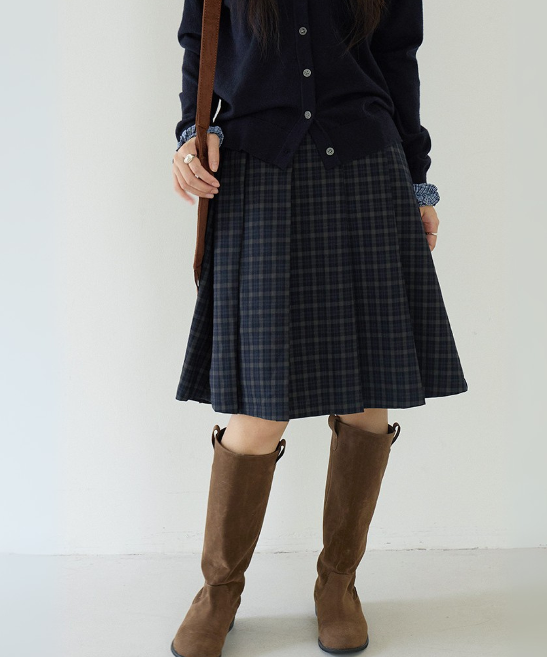 フロントプリーツチェック柄スカート