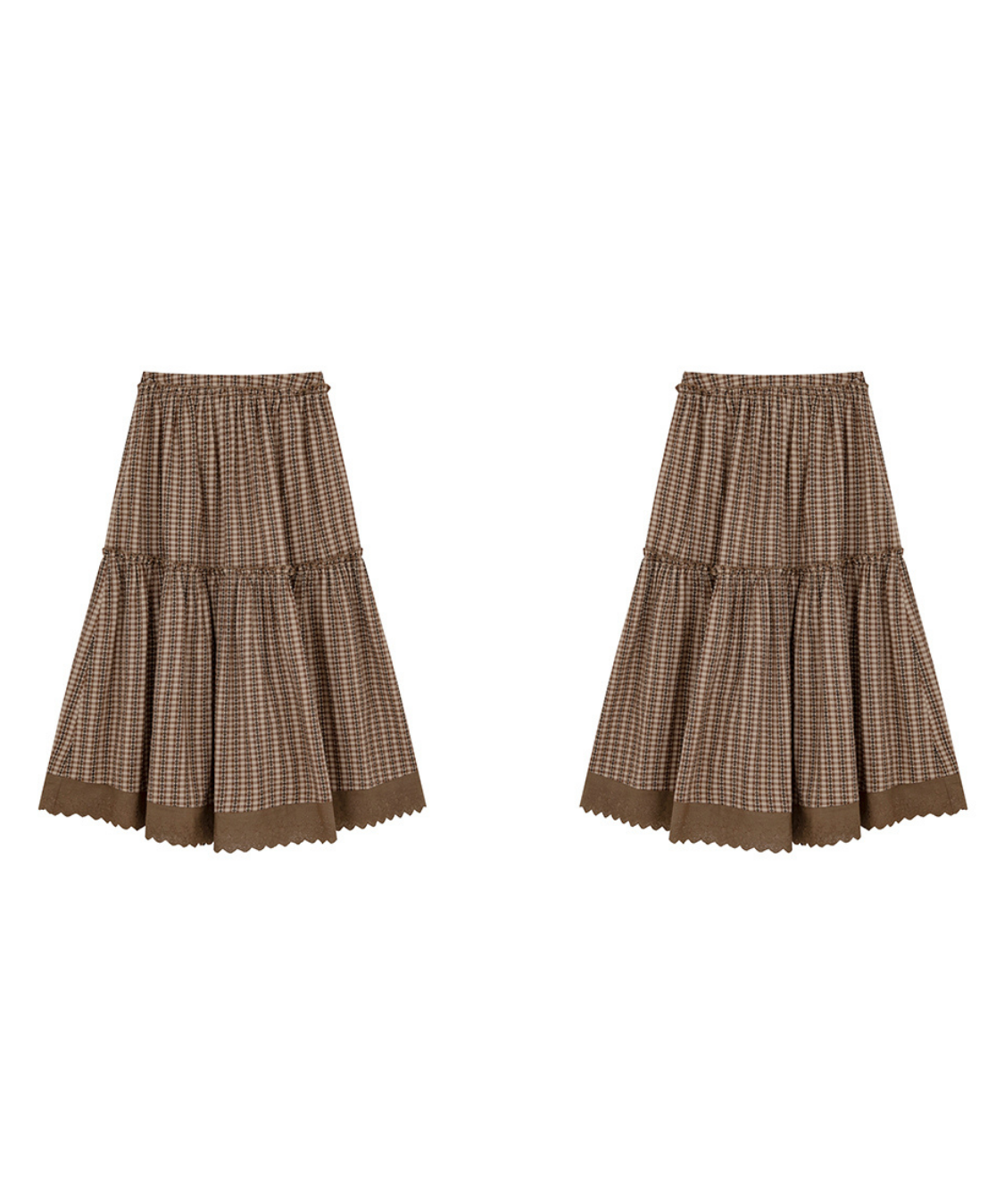 ギンガムチェックティアードスカラップスカート