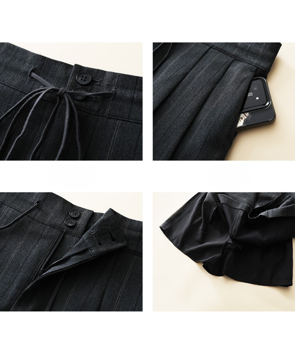 ドローストリングウエストピンストライプスカパン