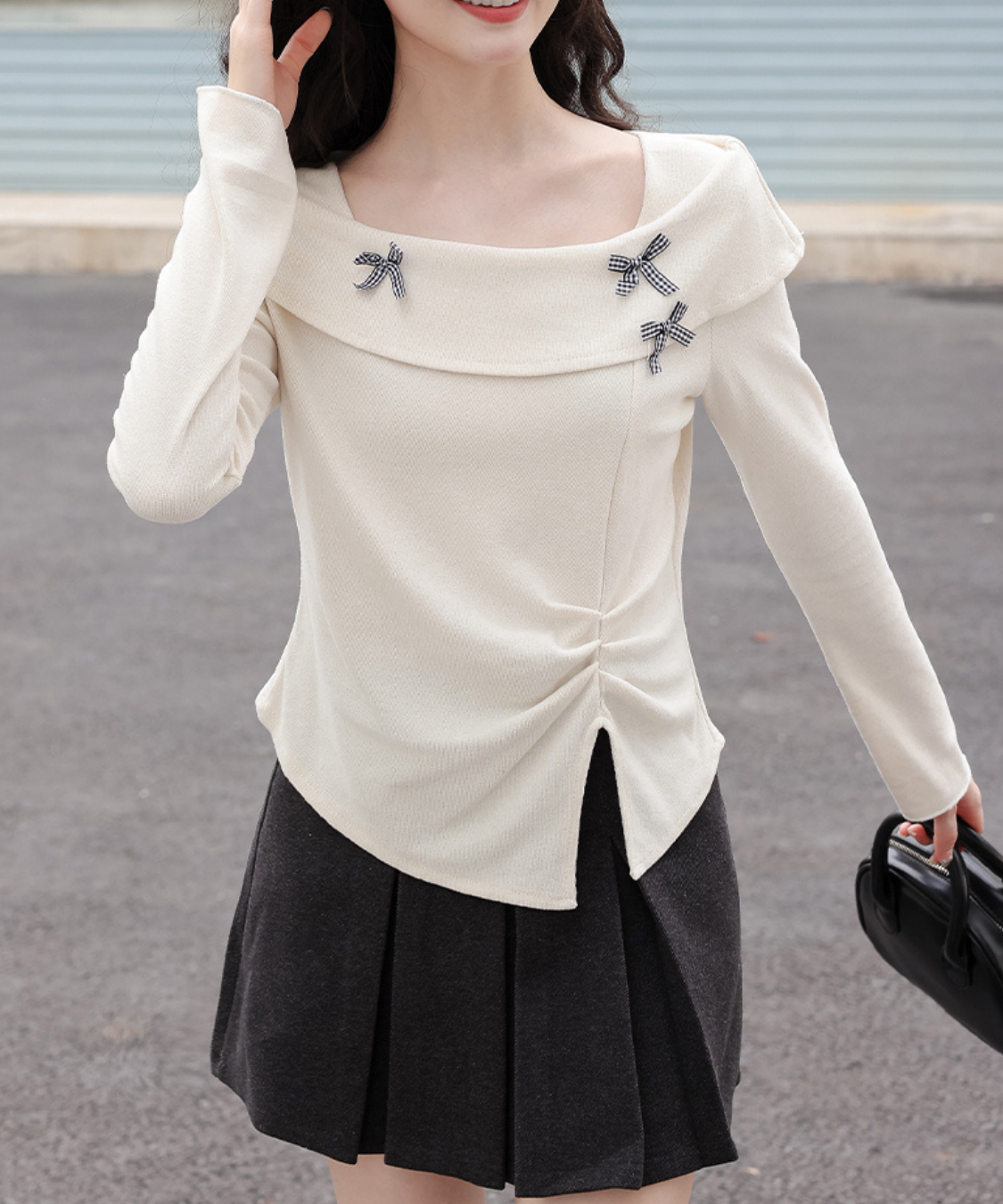 ベルト付きボックスプリーツショートスカート