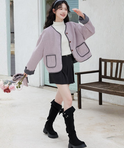 ベルト付きボックスプリーツショートスカート