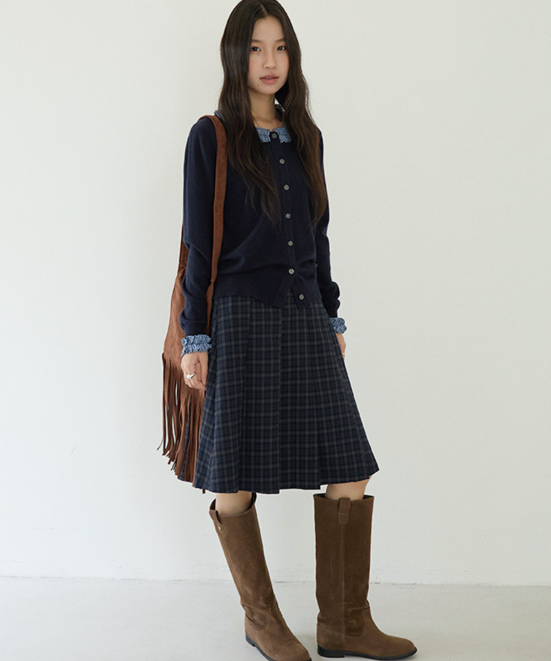 フロントプリーツチェック柄スカート