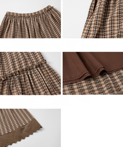 ギンガムチェックティアードスカラップスカート