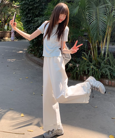スカラップヘムワイドパンツ