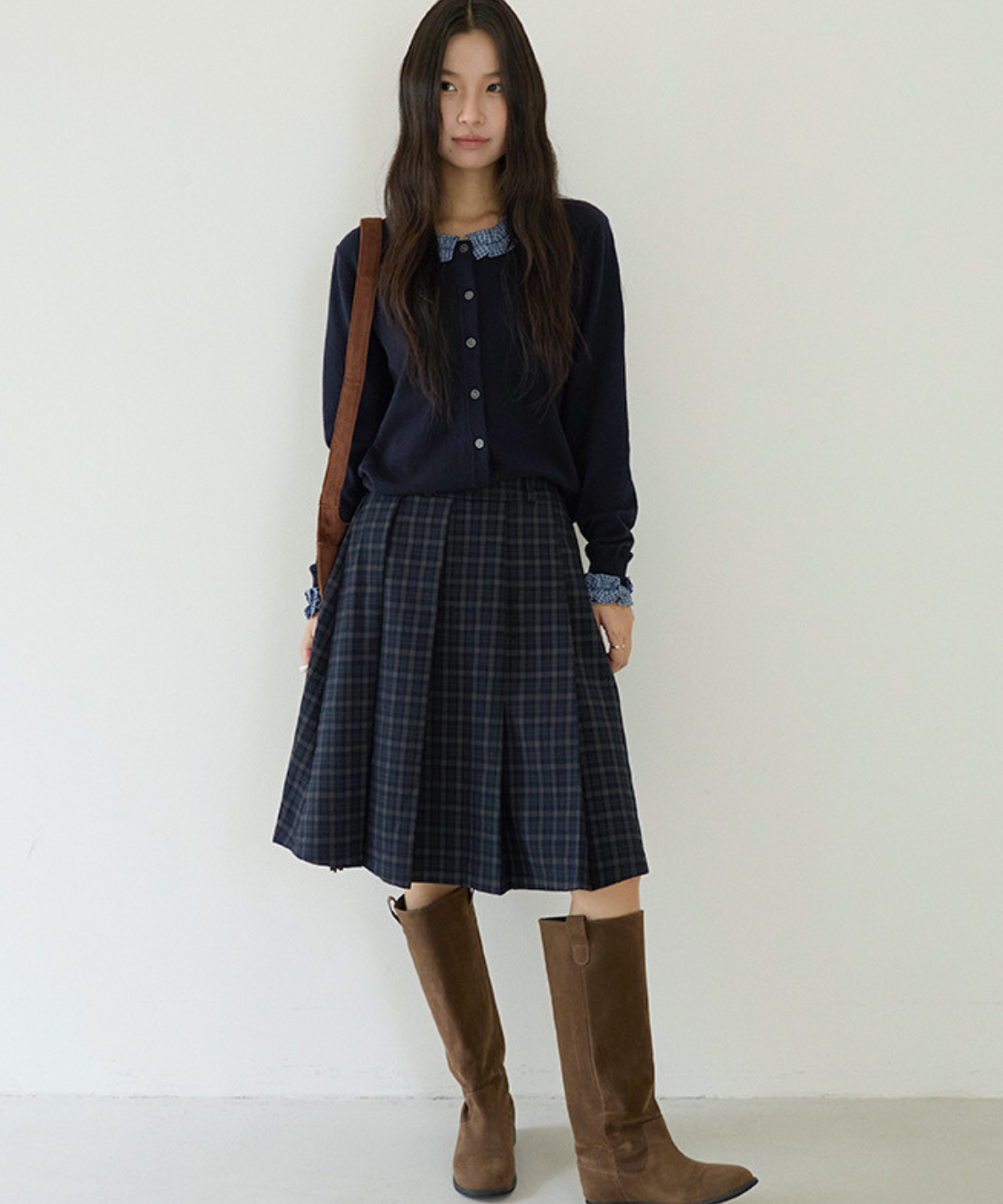 フロントプリーツチェック柄スカート