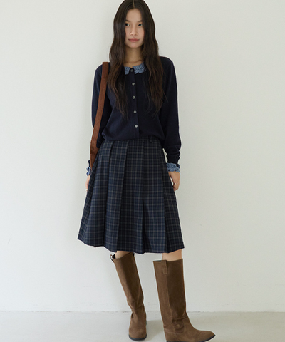 フロントプリーツチェック柄スカート