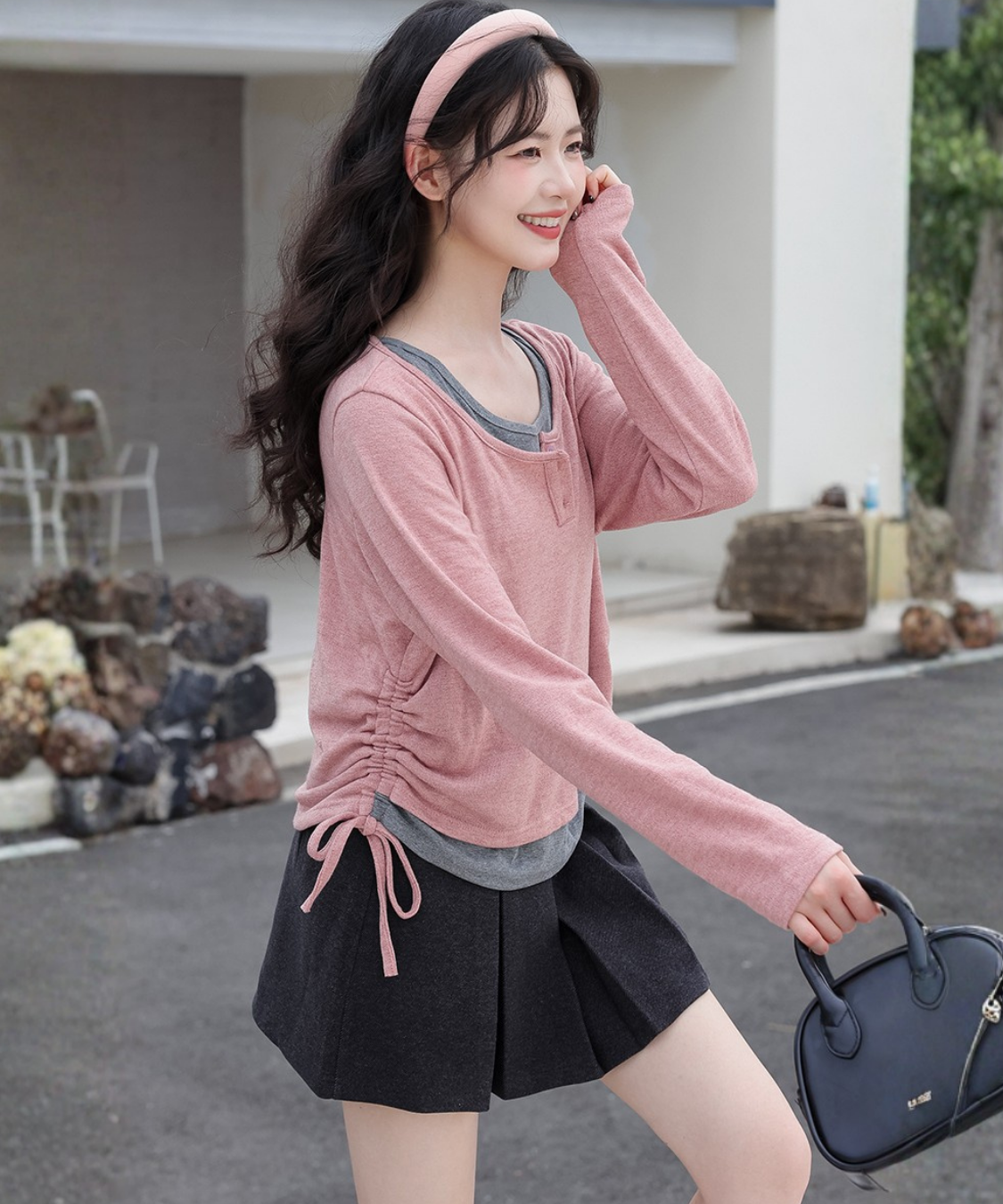 ベルト付きボックスプリーツショートスカート