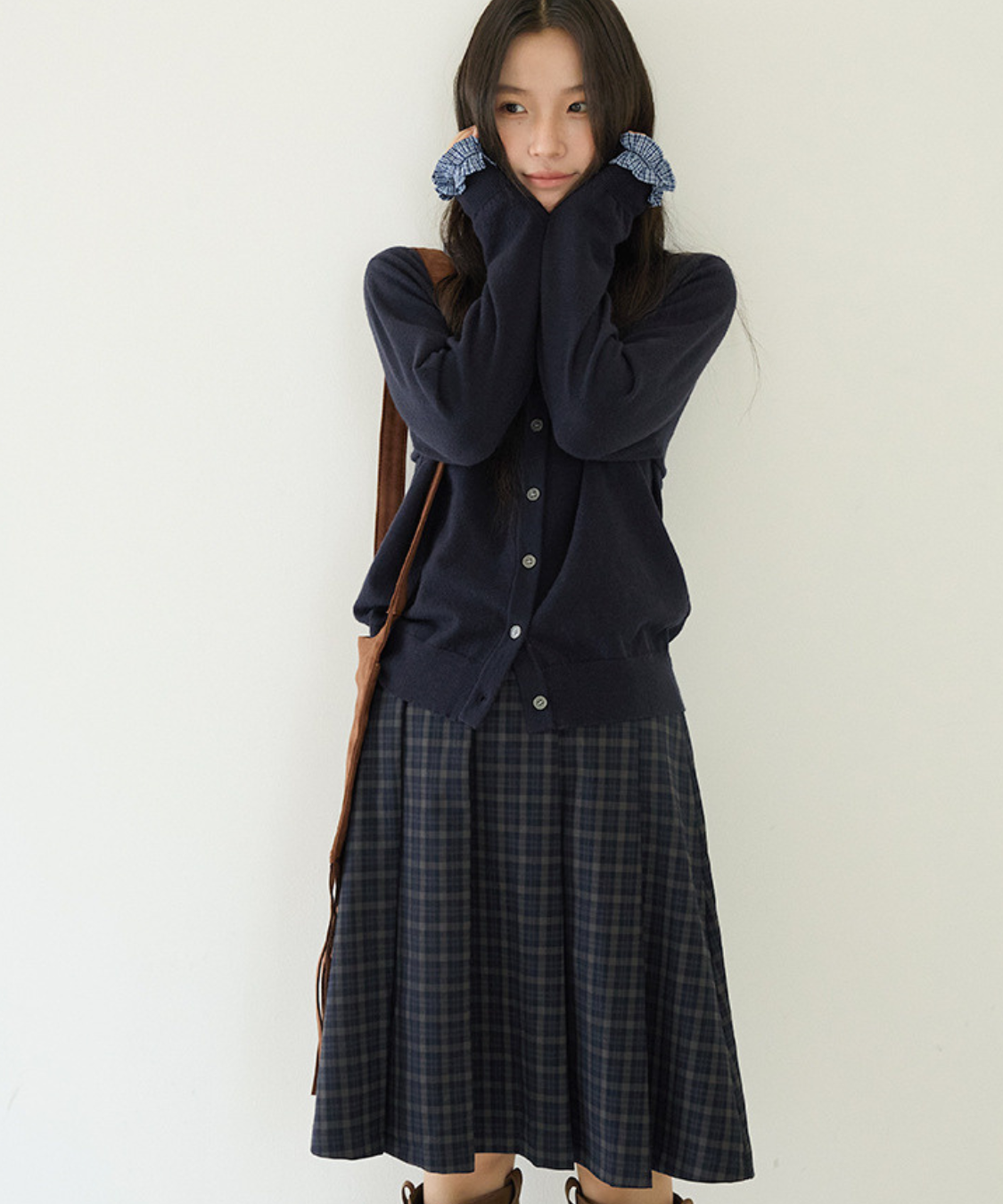 フロントプリーツチェック柄スカート