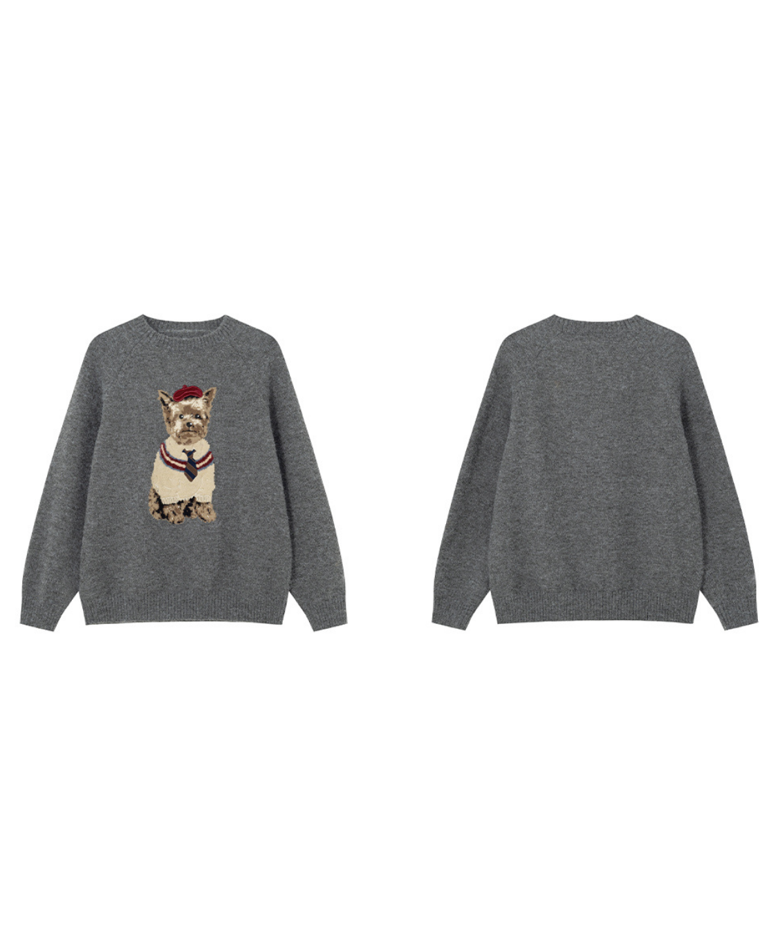 ドッグ柄クルーネックニットセーター