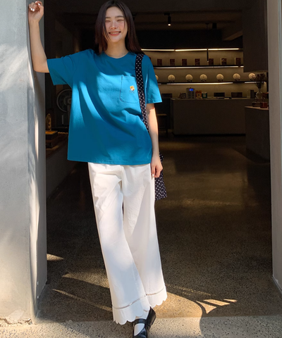 スカラップヘムワイドパンツ