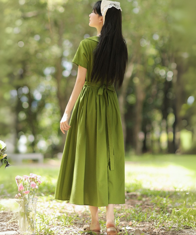 フロントボタン付きクスエアカラーワンピース