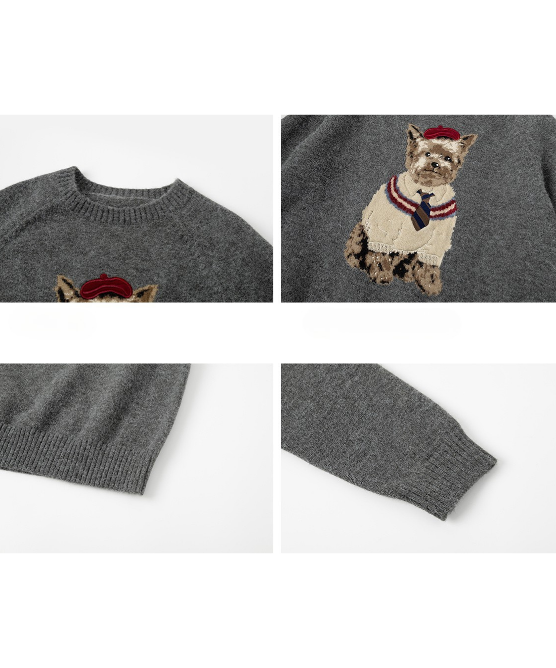 ドッグ柄クルーネックニットセーター