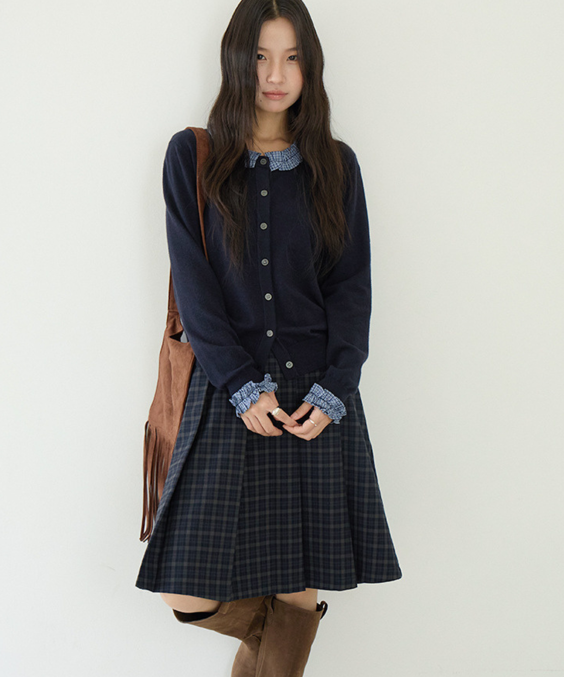 フロントプリーツチェック柄スカート