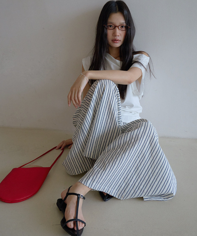 ストライプワイドシルエットパンツ