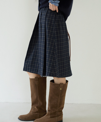 フロントプリーツチェック柄スカート