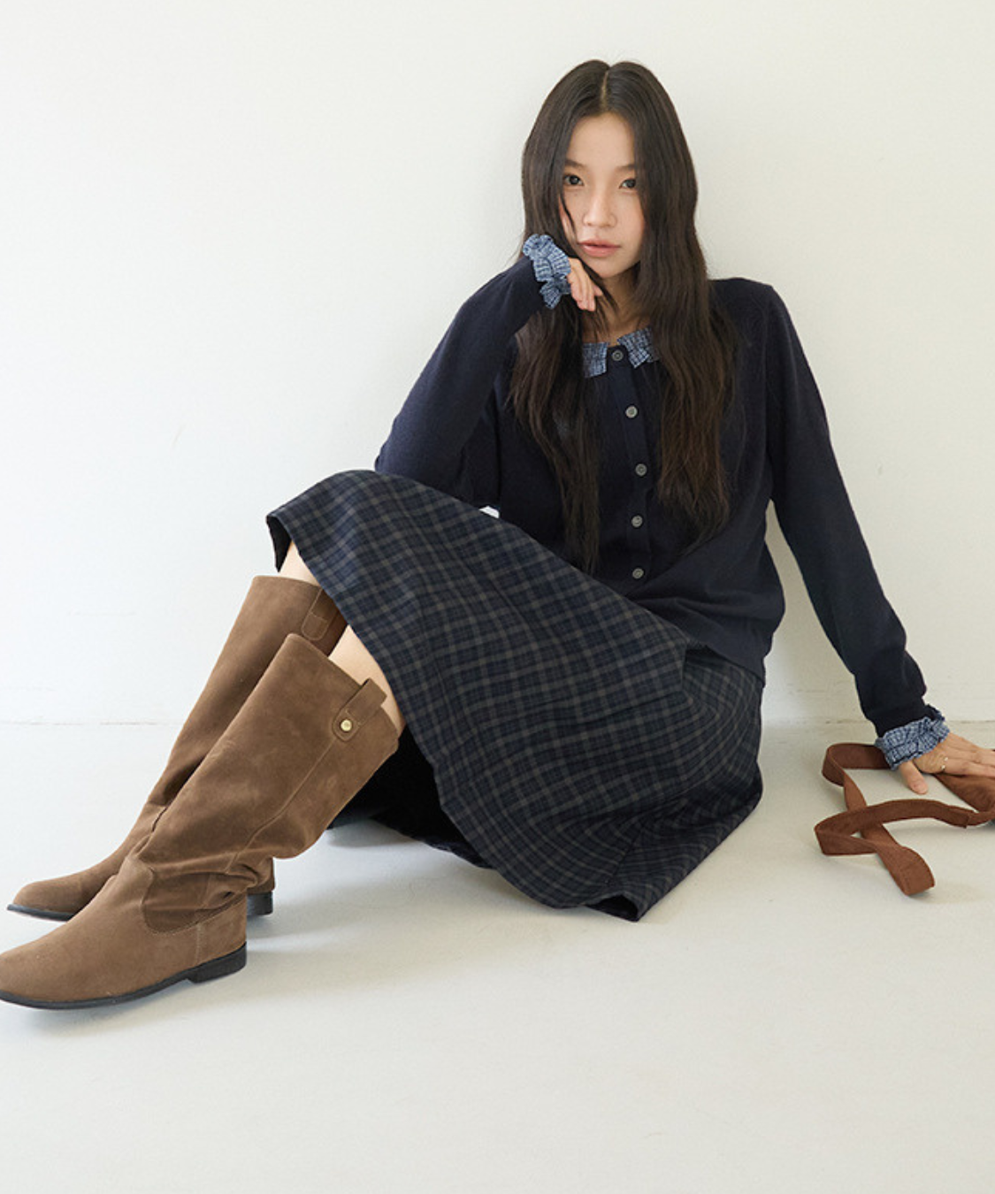 フロントプリーツチェック柄スカート