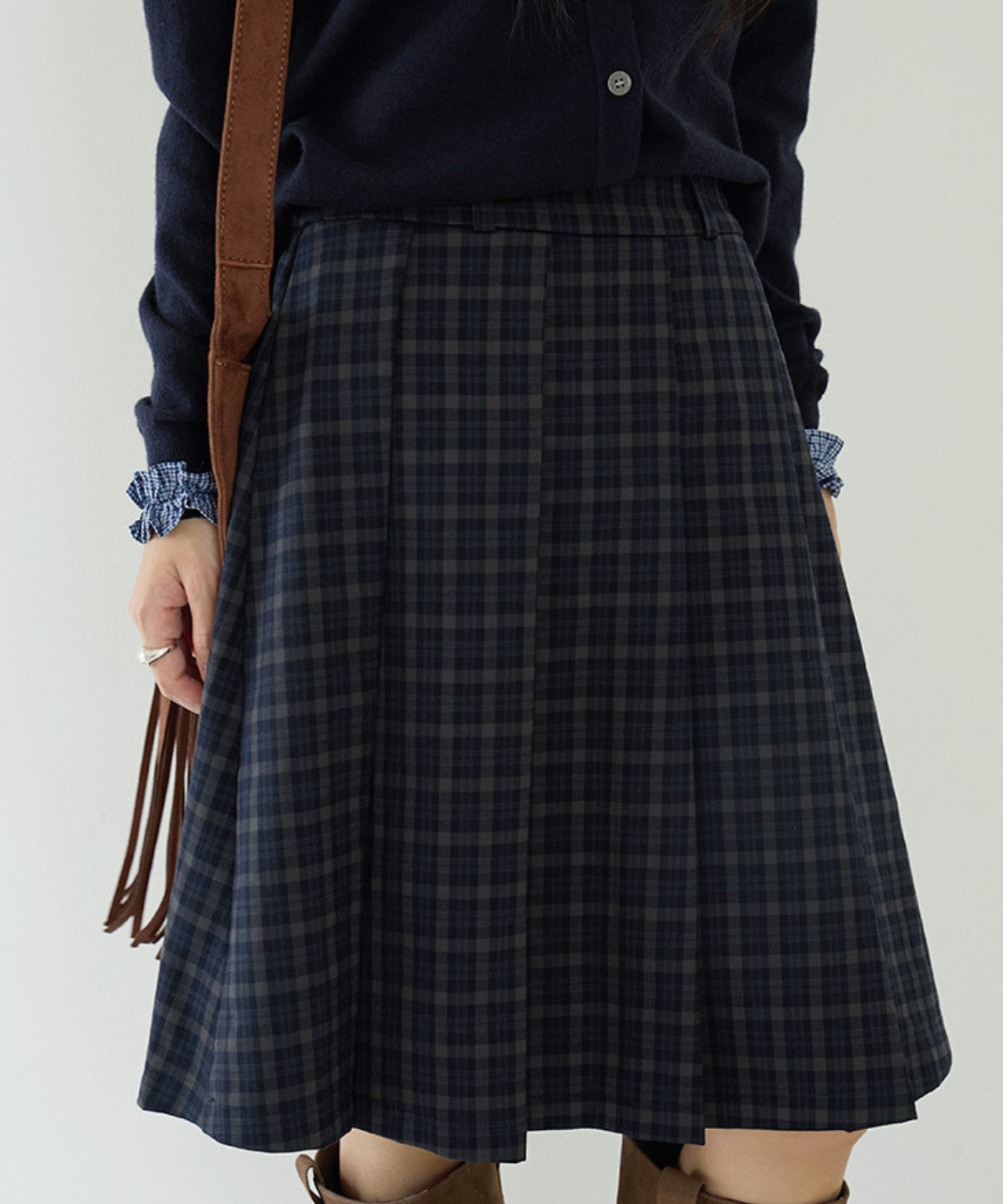 フロントプリーツチェック柄スカート