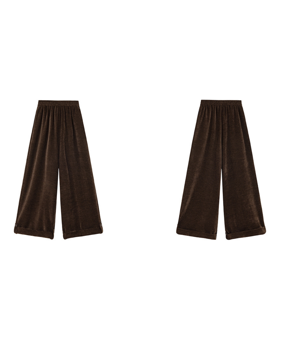 ベロア調裾ダブルワイドパンツ