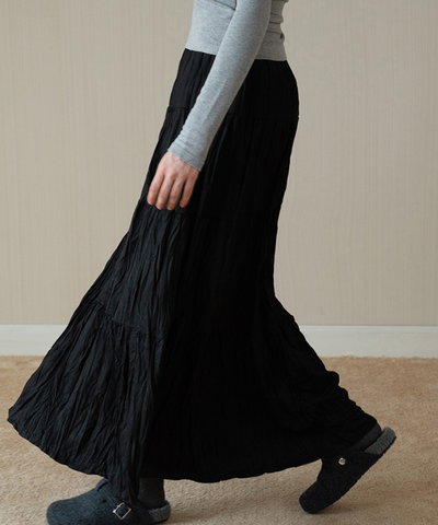 ソフトワッシャーティアードロングスカート