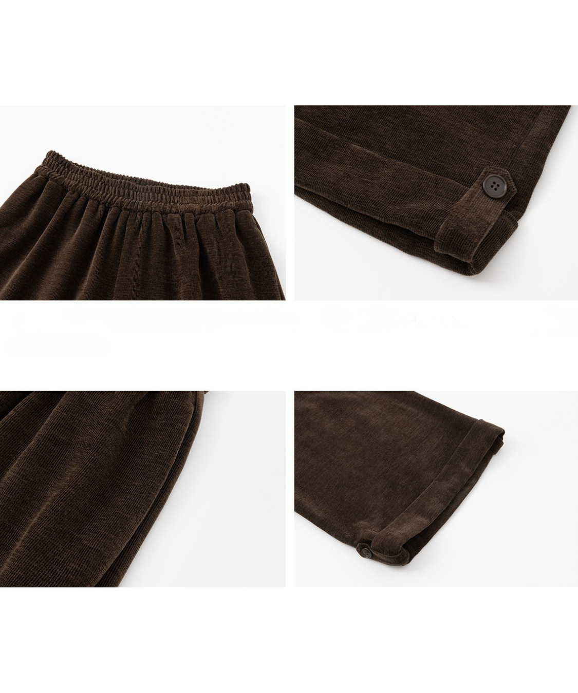 ベロア調裾ダブルワイドパンツ