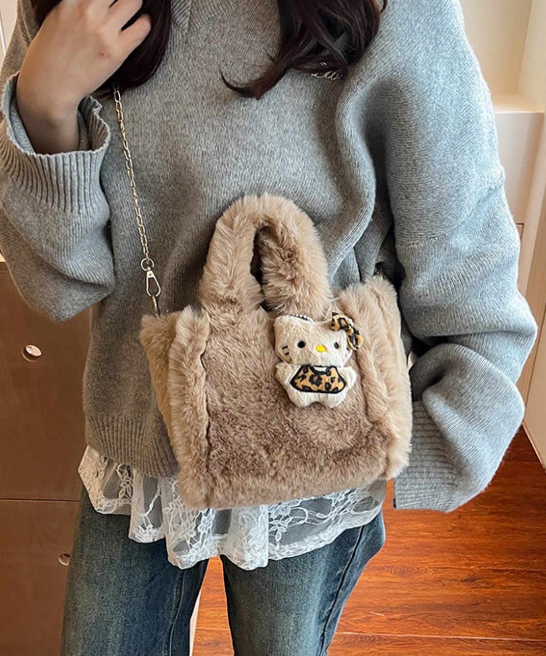 ファー2WAYスクエアバッグ