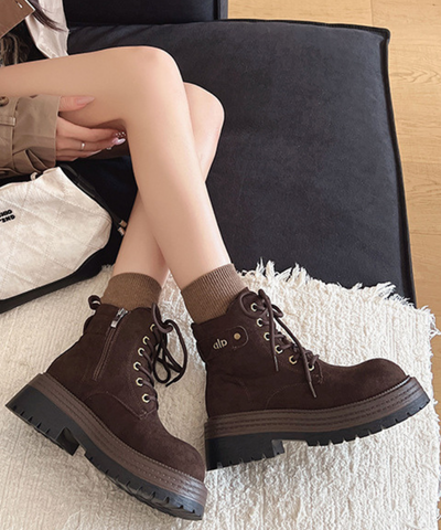 スエード調レースアップワークブーツ