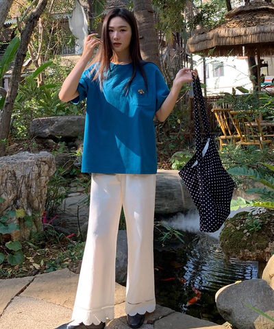 スカラップヘムワイドパンツ